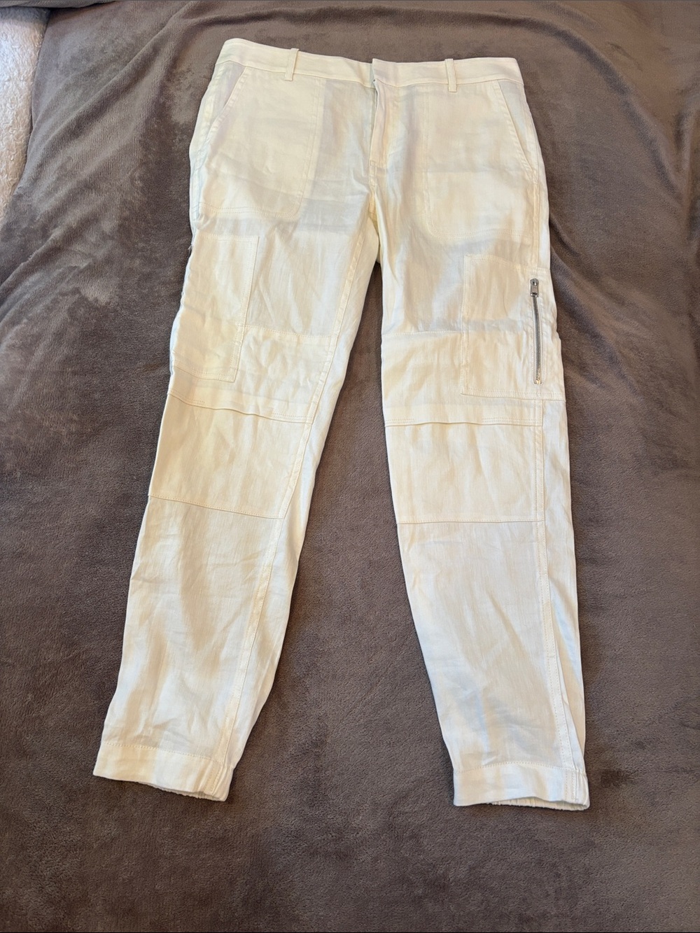 Vince Cream Linen Ankle Pants